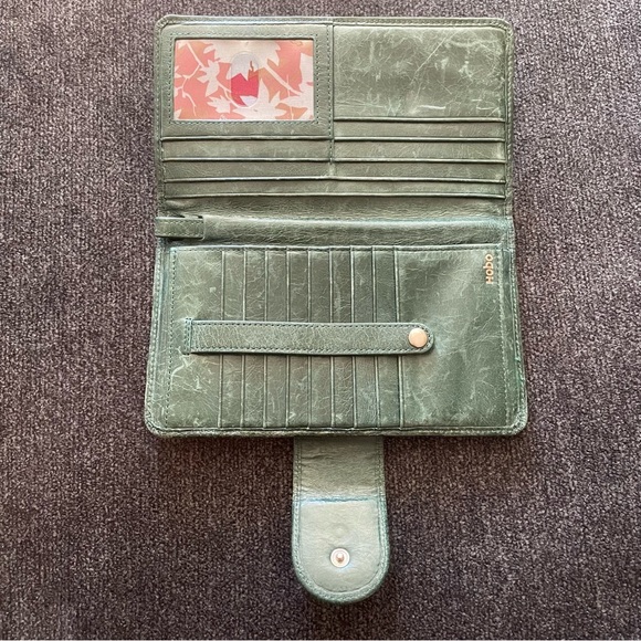 HOBO Vintage Hide Dark Hunter Jasper Green Genuine Leather Wallet - Picture 3 of 7